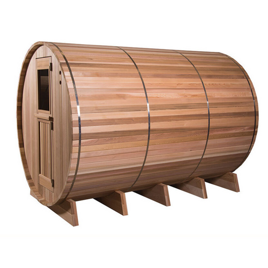 Fonteyn Red Cedar Barrel Sauna 7+3ft | 6 Person Indoor & Outdoor Sauna