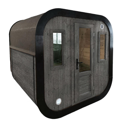 Woodpecker Traditional Outdoor Square Sauna Cabin | Harvia Sauna Heater