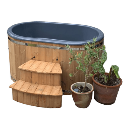 Wood Fired Oval Hot Tub In Grey | Woodpecker 2 Person Hot Tub